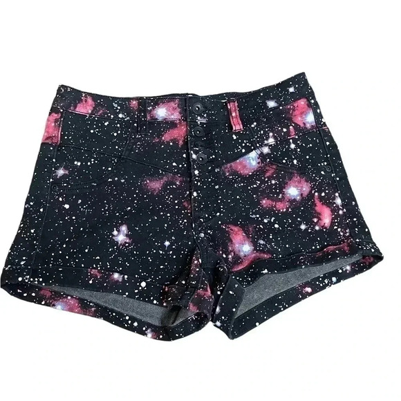 Blackheart Black Galaxy Print Gothic High Rise Shorts size Juniors 11 - Picture 1 of 13